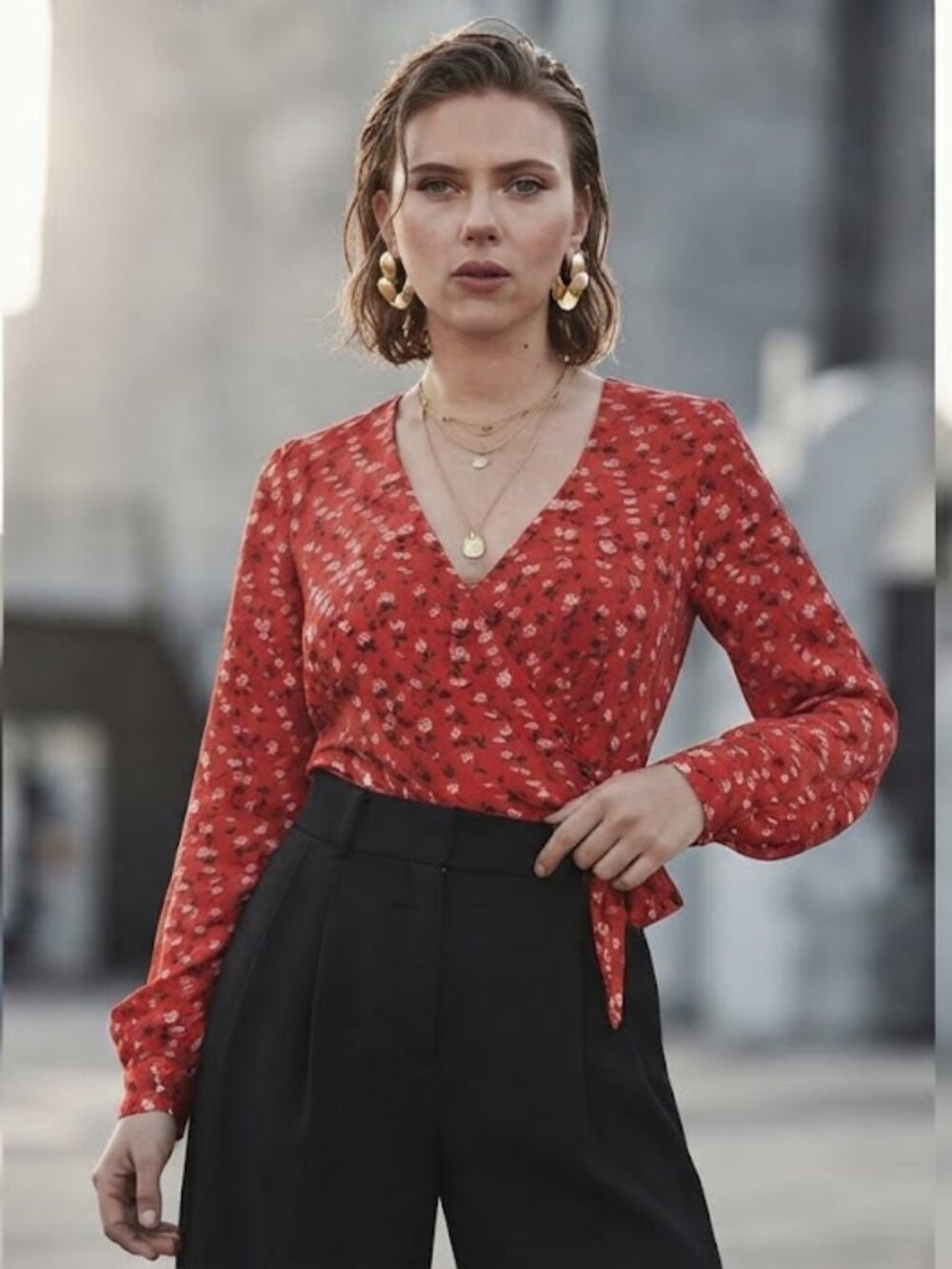 Levi’s Red Floral Long Sleeve Wrap Blouse Top 1X